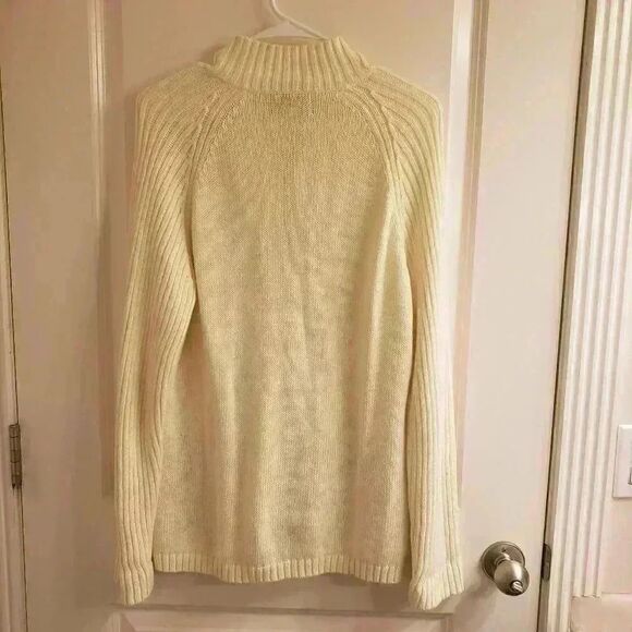 𝅺Woolrich Women's Cream Ramie/Cotton Full Zip Cardigan Sweater - Picture 11 of 11